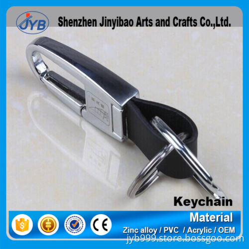 classic design leather attached fancy metal carabiner keyring